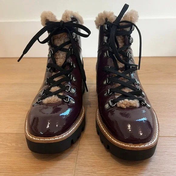 Donald J Pliner Erinn Women's Lace-up Shearling Snow Boots Vino Size 10 - Picture 4 of 10